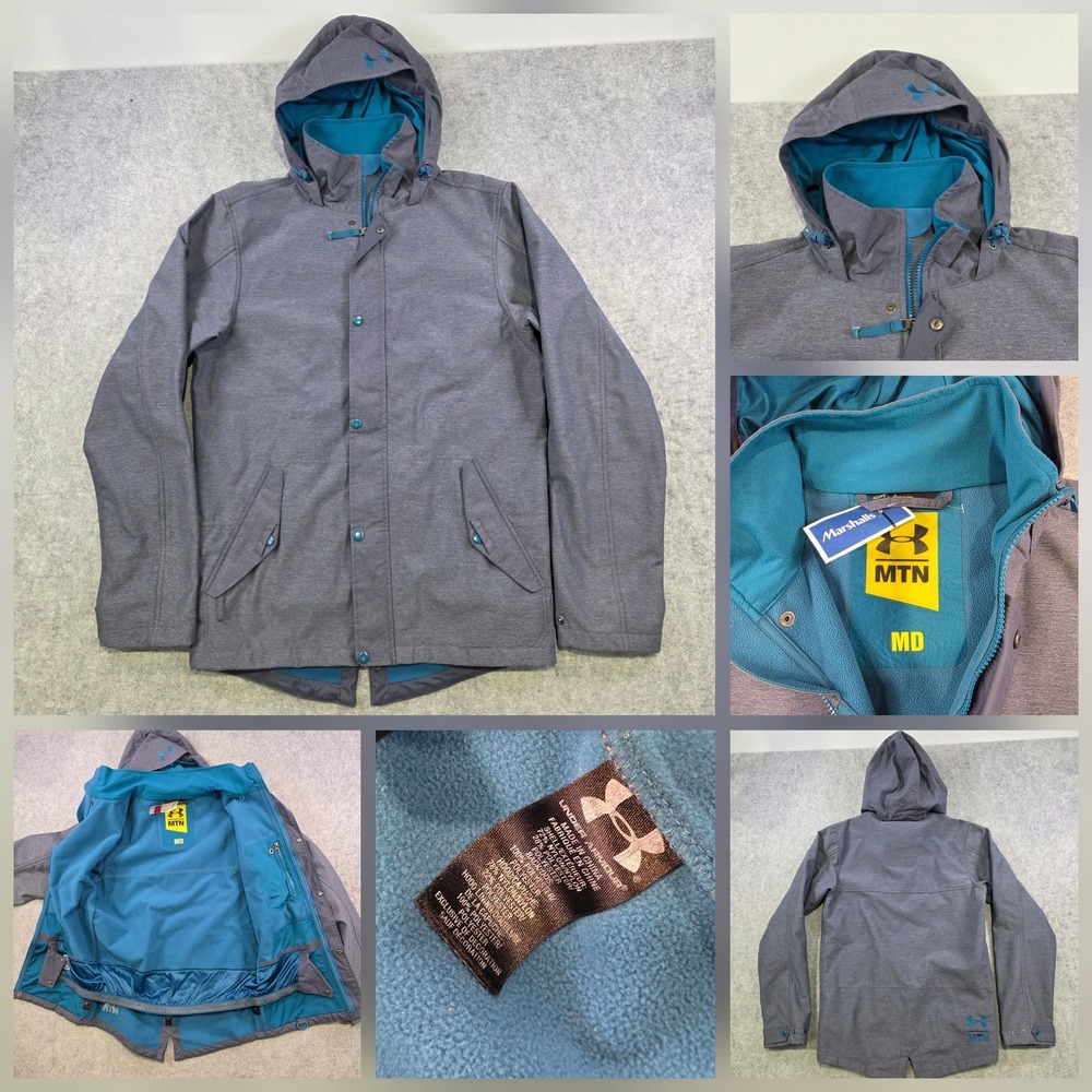 Under Armour MTN Jacket Mens‎ Medium Gray Hooded Ski Insulated Full Zip 1230748